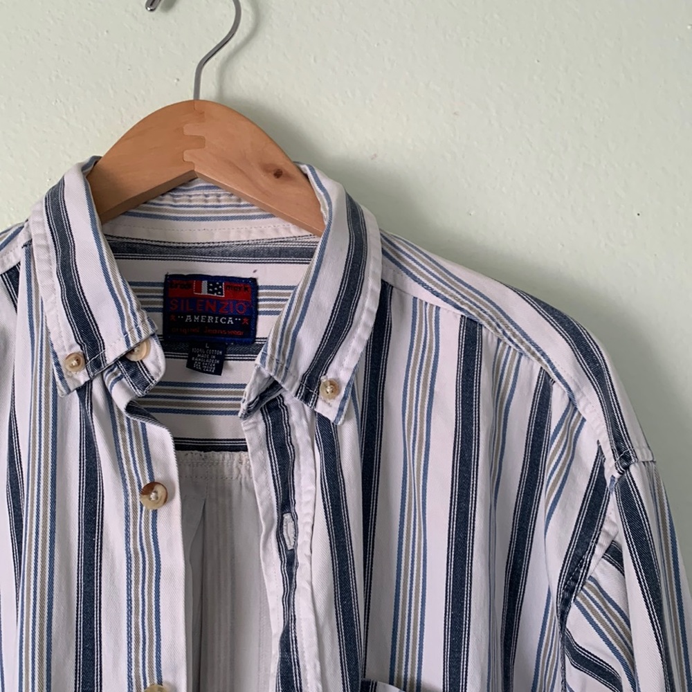 Vintage Stripe Button Shirt Large